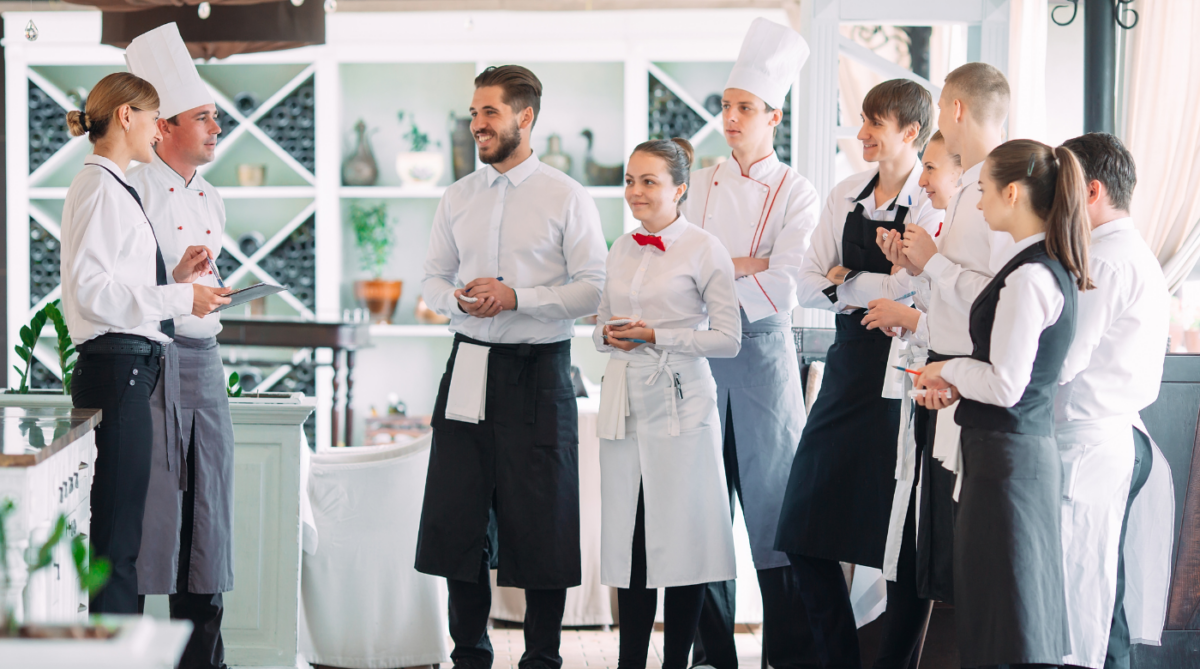 staff, team huddle, restaurant staff